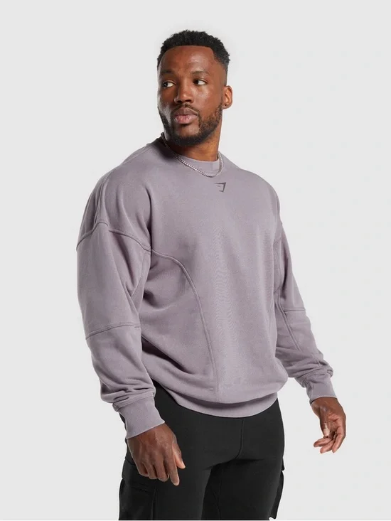 Gymshark Heritage Washed Crew, Fog Purple - Picture 2 of 5